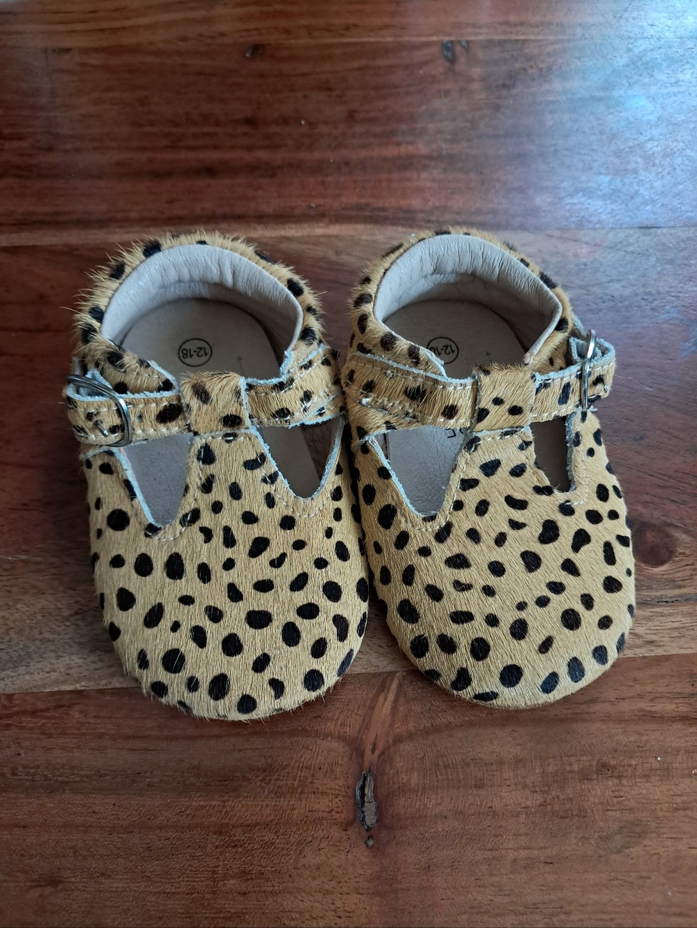 Babe Basics Leopard Print T-Strap Shoes - Tan & Black